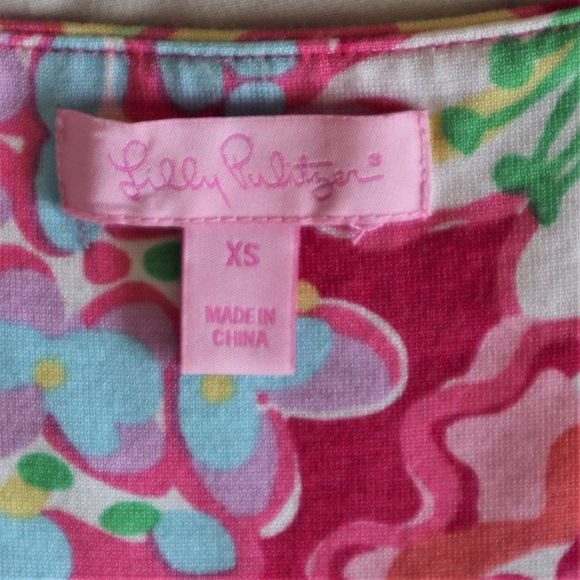Lilly Pulitzer Pink Floral Fit and Flare Dress with Ruffle Cap Sleeve - Picture 6 of 8